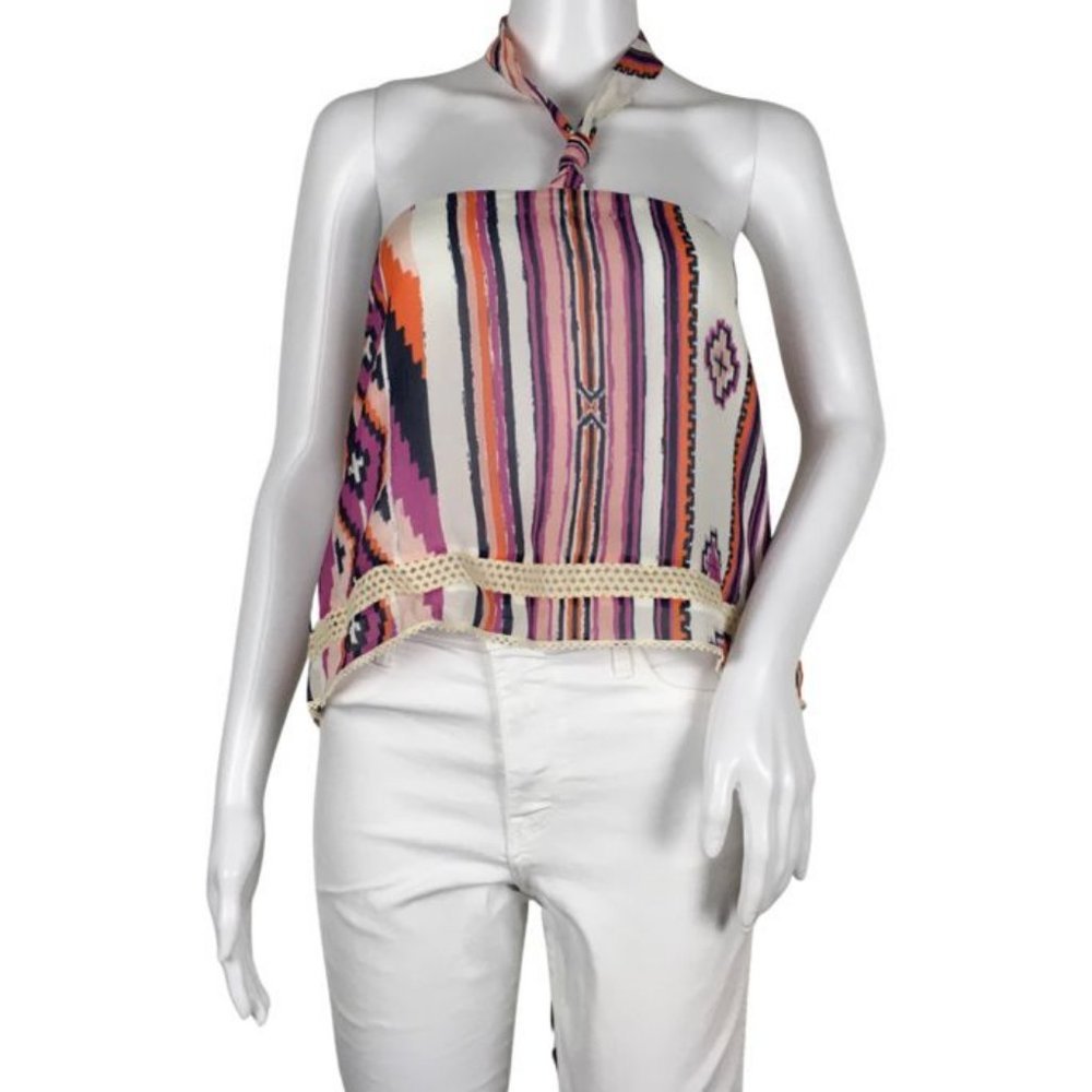 New Ramy Brook Women's Halter Top Stripes Details Multicolor Sz XS